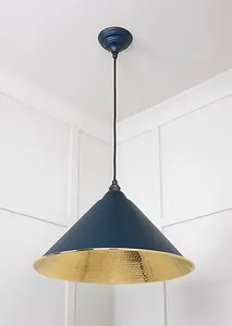 Hammered Brass Hockley Pendant in Dusk