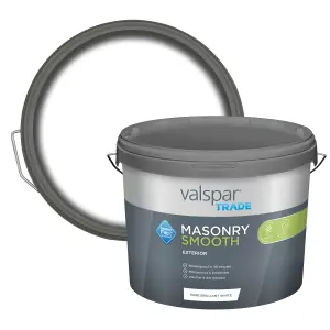 Valspar Trade Pure Brilliant White Smooth Matt Masonry paint, 10L Tub