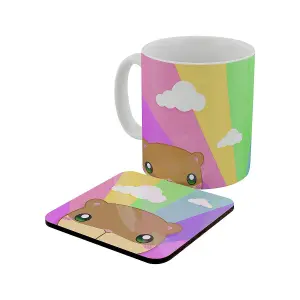 Inquisitive Creatures Kawaii Hamster Rainbow Mug & Coaster Set Multicoloured (One Size)