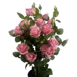 Artificial Pink Luxury Realistic Rose Bush