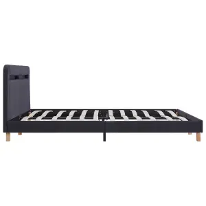 Berkfield Bed Frame with LED Dark Grey Fabric 150x200 cm 5FT King Size