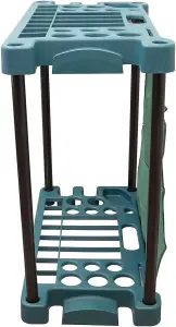 Garage & Shed Tool Organiser - Freestanding Tool Holder Stand with Storage Slots & Canvas Bag with Pouches - H61 x W58 x D31cm