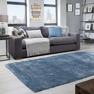 Abaseen 160x230cm Light Blue Cosy Shaggy Rug, Rectangular Extra Soft Touch 5cm Heavy Thick Pile, Modern Area Rugs Living & Bedroom