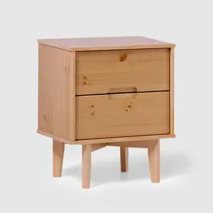 Ulti 2 Drawer Bedside Table Natural Pine