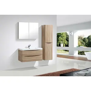 Stanhope 900mm Single Bathroom Vanity with Integrated Stone Basin Light Oak