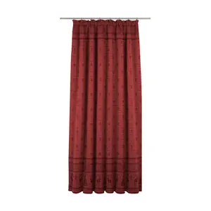 Larissa Synthetic Room Pencil Pleat Curtain, single Panel, opaque Red / 135 W x 145 D cm