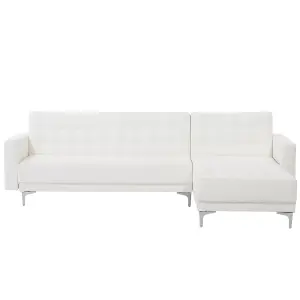 Corner Sofa ABERDEEN White Faux Leather Left Hand