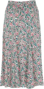 Bonmarche Women's Coral And Green Floral Ditsy Print Linen Flippy Skirt, Size: 28