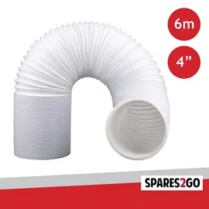 SPARES2GO Extra Long Universal Condenser Vent Hose Pipe for All Makes and Models of Vented Tumble Dryer (6m / 4")