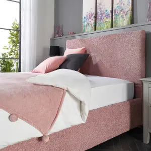 Bouclé Upholstered Garland Ottoman Bed Frame, Blush