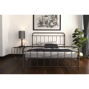 Aanya Bed Frame Classic Steel Grey Performance Velvet / Kingsize (5')