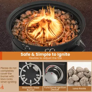 COSTWAY 44cm Gas Portable Fire Pit 58000 BTU Propane Campfire Firepit w/ Folding Legs