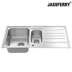 JASSFERRY Stainless Steel Kitchen Sink 1.5 Square Bowl Rome Style Reversible Drainer