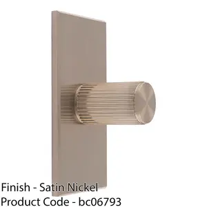 Reeded Cylinder Cabinet Door Knob & Matching Backplate - Satin Nickel 76 x 40mm