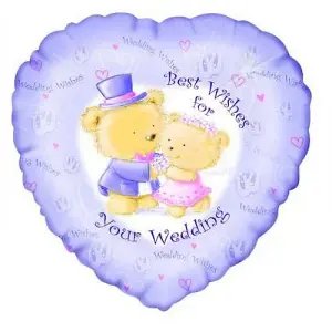 Best Wishes For Your Wedding Heart Foil Balloon Purple/White (One Size)