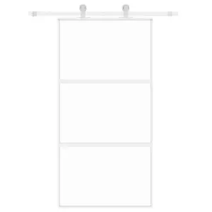 Berkfield Sliding Door White 102.5x205 cm Tempered Glass and Aluminium