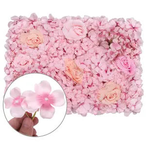 Artificial Flower Wall Backdrop Panel, 60cm x 40cm, Blush Pink & Peach