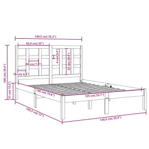 Berkfield Bed Frame White Solid Wood 135x190 cm 4FT6 Double