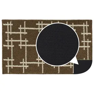 JVL Vector Machine Washable Latex Backed Doormat, 50x80cm, Brown