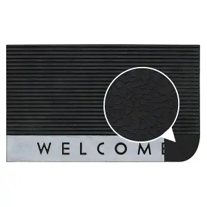 JVL Quartz Welcome Scraper Rubber Doormat 45x75cm