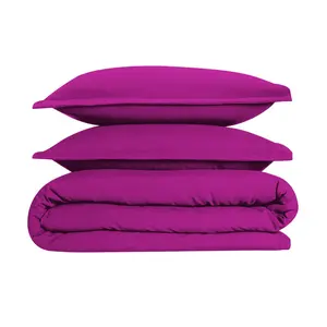 Super Soft 250 TC Microfibre Reversible Plain Duvet Cover Set Purple / Single Duvet Cover + 1 Pillowcase