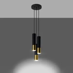 Loopez Steel Black/Golden 3P Light Classic Pendant Ceiling Light