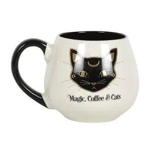 Something Different Magic Coffee & Cats Round Mug White/Black (One Size)