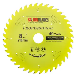 Saxton TCT21040TPRO Professional Range TCT Circular Blade 210mm x 40 Teeth x 30mm Bore + 16, 20, 25 & 25.4mm Rings