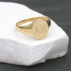 Personalised Mens 9Ct Yellow Gold Oval Signet Ring