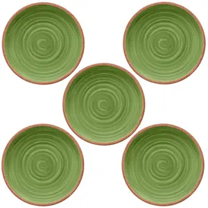 Purely Home Rustic Swirl Green Melamine Dinner Plates - Set of 5