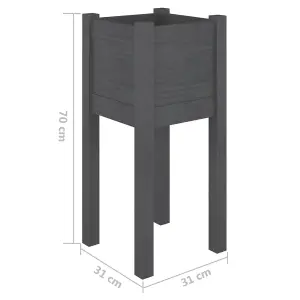 Berkfield Garden Planters 2 pcs Grey 31x31x70 cm Solid Pinewood