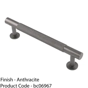 Knurled Bar Door Pull Handle 158 x 13mm 128mm Fixing Centres Anthracite Grey