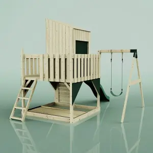 Rebo PolarPlay Kids Climbing Tower & Playhouse - Swing Destin Green