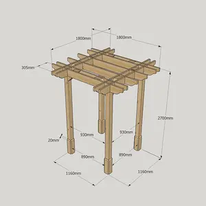 Double Premium Pergola - Wood - L180 x W180 x H270 cm - Light Green