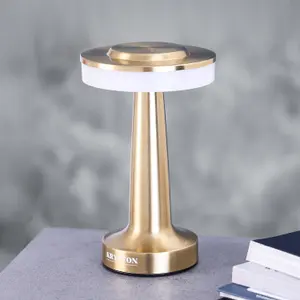 Pair of Rechargeable Table Lamp 3 Stepless Dimming, Nightstand Desk Lamp, Brass