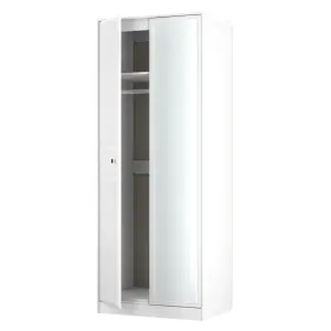 San Jose Ready assembled Contemporary White Tall Double Wardrobe With 1 mirror door (H)1960mm (W)740mm (D)520mm