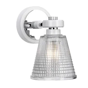 Elstead Gunnislake 1 Light Wall Light Polished Chrome Glass Shade IP44, G9