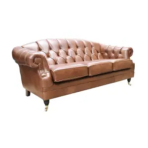 Chesterfield Handmade 3 Seater Sofa Settee Legacy Antique Whisky Leather In Victoria Style