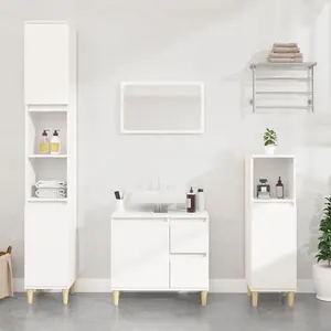 Berkfield Bathroom Cabinet White 30x30x190 cm Engineered Wood