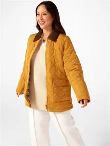 Centigrade Quilted Jacket With Corduroy Neck Detail