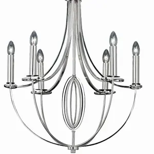 Multi Light Ceiling Pendant 6 Bulb Nickel Feature Chandelier Vintage Metal Lamp