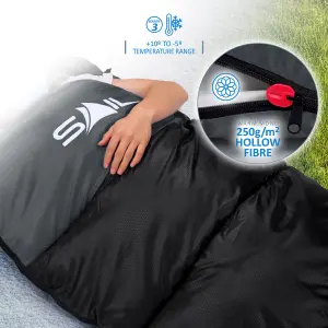 SAIL XL Sleeping Bag Extra Wide for Big & Tall Person 3-4 Season - Black