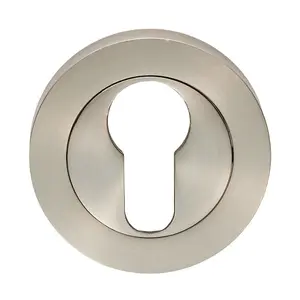 50mm Euro Profile Round Escutcheon 10mm Depth Concealed Fix Satin Nickel