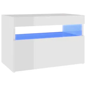 Berkfield TV Cabinet with LED Lights High Gloss White 60x35x40 cm