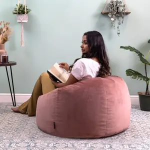 Glenys Classic Velvet Bean Bag Chair Dusk Pink