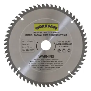 Sealey TCT Saw Blade 250 x 30mm 60 TPU For Chipboard/Plywood - Silver 25060