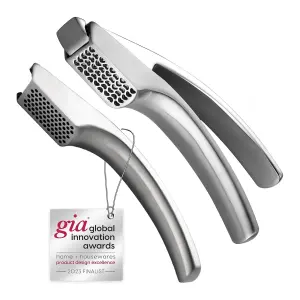 Gourmet Easy Stainless Steel Garlic Press with Two Detachable Handles - Fine & Coarse Garlic