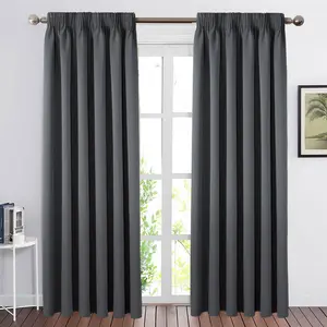 Fiffer Polyester Blackout Pinch Pleat Curtain Pair Grey / 117 x 183 cm