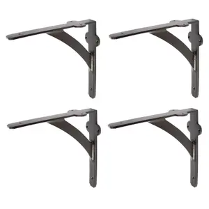 Hammer & Tongs Iron Shelf Bracket - D205mm - Black - Pack of 4