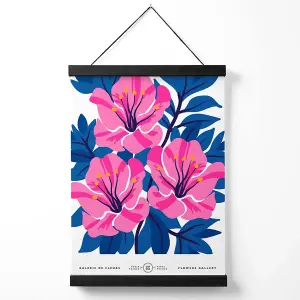 Pink and Blue Cosmos Flower Market Gallery Medium Poster with Black Hanger